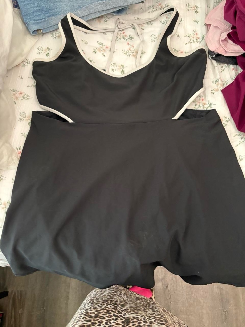 Abercrombie Black Cutout Athletic Dress with White Trim